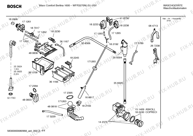 Взрыв-схема стиральной машины Bosch WFR3270NL Maxx Comfort Berlina 1600 - Схема узла 04