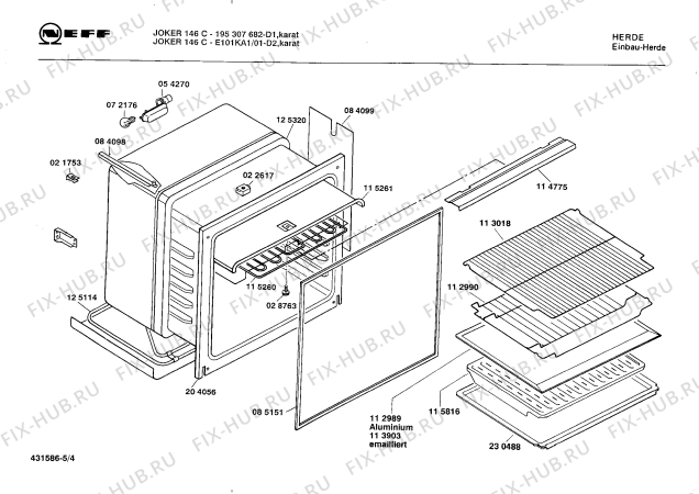 Взрыв-схема плиты (духовки) Neff 195307682 JOKER 146 C - Схема узла 04