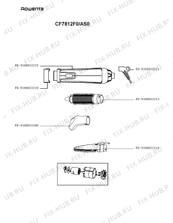 Схема №1 CF7812F0/AS0 с изображением Корпусная деталь для электрофена Rowenta FS-9100022215