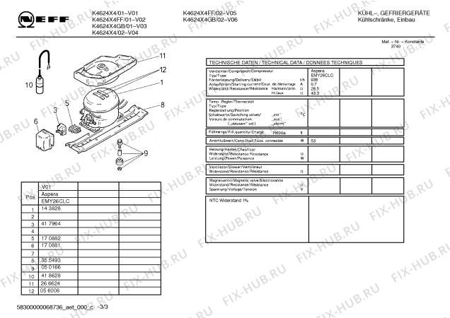 Схема №3 K4624X4FF с изображением Инструкция по эксплуатации для холодильника Bosch 00598118