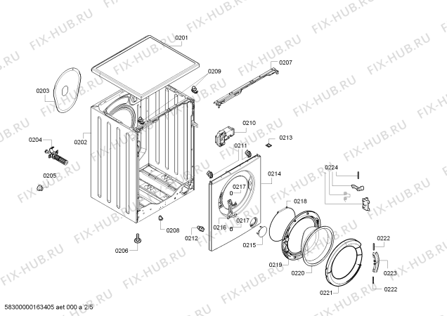 Схема №5 WAB22066EE Serie 2 с изображением Панель управления для стиралки Bosch 11020720