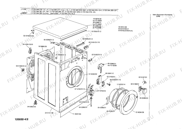 Схема №4 0722044322 V449 с изображением Панель для стиральной машины Bosch 00110130