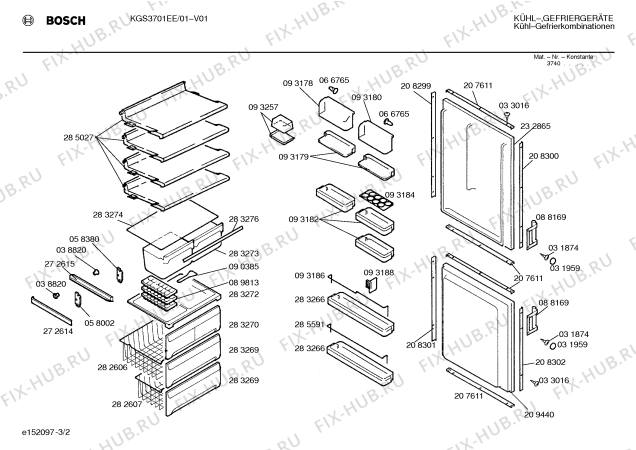 Схема №3 KGS3701TC с изображением Дверь для холодильной камеры Bosch 00209440
