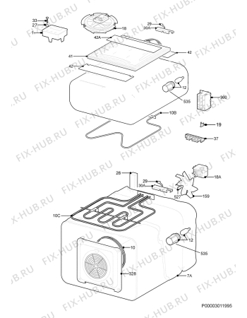 Взрыв-схема плиты (духовки) Aeg Electrolux D77000GF-M - Схема узла Functional parts 267