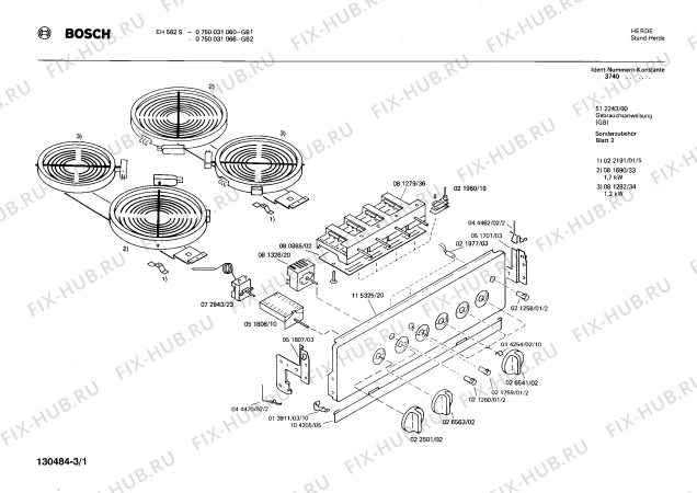 Схема №3 0750031087 EH562S с изображением Стеклокерамика для духового шкафа Bosch 00202301
