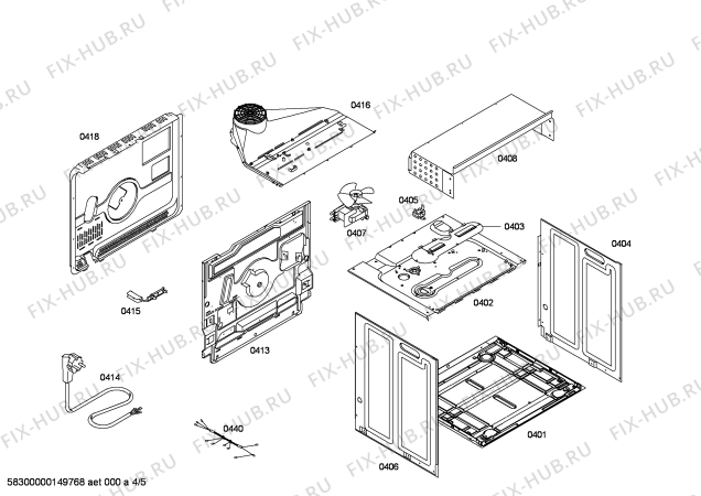 Схема №5 HB22AB520R Horno.SE.2d.S2a.E0_TIF.f_glass.inox с изображением Передняя часть корпуса для плиты (духовки) Siemens 00701757