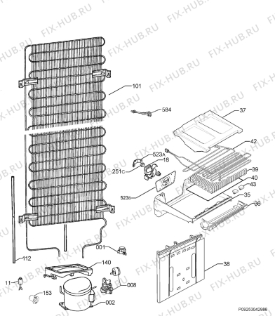 Взрыв-схема холодильника Electrolux ENB34233W - Схема узла Cooling system 017
