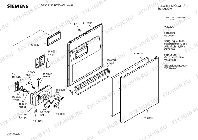 Схема №6 SGU43A72SK с изображением Краткая инструкция для посудомоечной машины Siemens 00586979