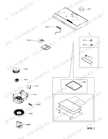 Схема №1 AKR 684/IX с изображением Электромодуль для электровытяжки Whirlpool 480122102058