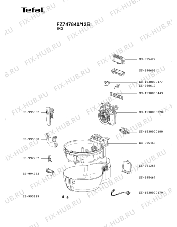 Взрыв-схема тостера (фритюрницы) Tefal FZ747840/12B - Схема узла LP005398.5P2