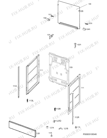 Взрыв-схема плиты (духовки) Zanussi ZCG51041SA - Схема узла Housing 001