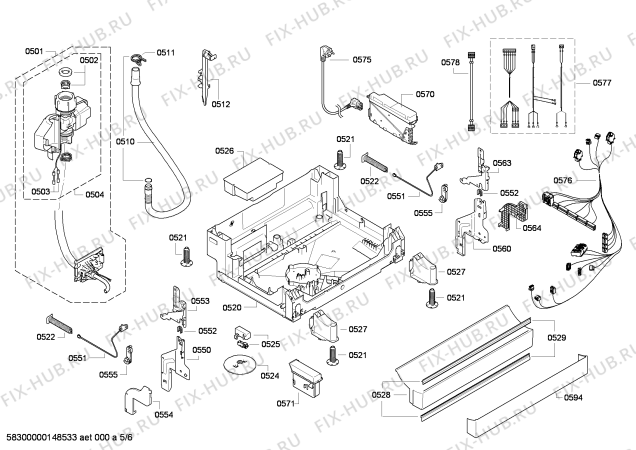 Взрыв-схема посудомоечной машины Siemens SN26T552GB - Схема узла 05