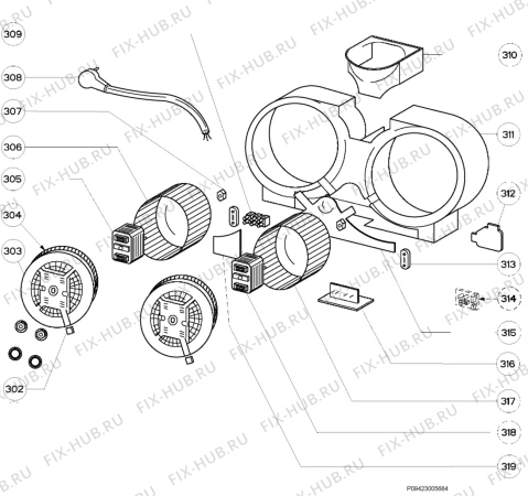 Взрыв-схема вытяжки Electrolux EFP60271X - Схема узла Section 4