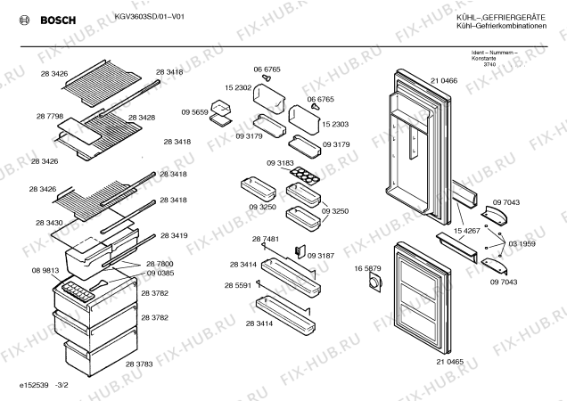 Взрыв-схема холодильника Bosch KGV3603SD - Схема узла 02