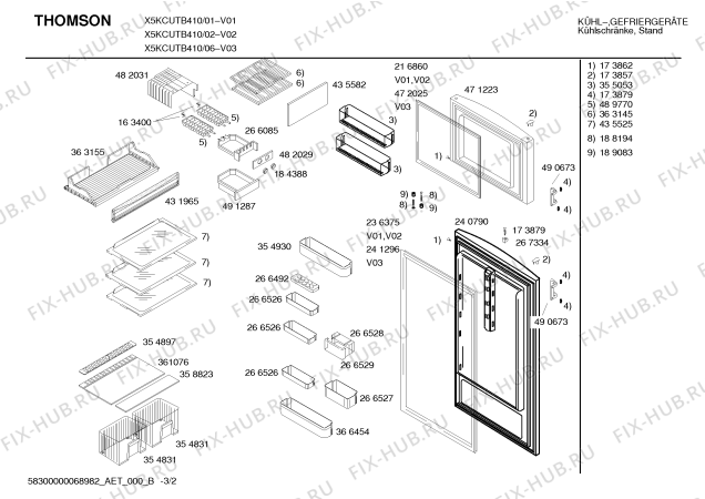 Взрыв-схема холодильника Thomson X5KCUTB410 - Схема узла 02