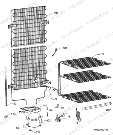 Взрыв-схема холодильника Faure FRB936PW2 - Схема узла Cooling system 017