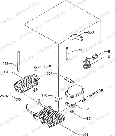 Взрыв-схема холодильника Zanussi ZR170UF - Схема узла Cooling system 017