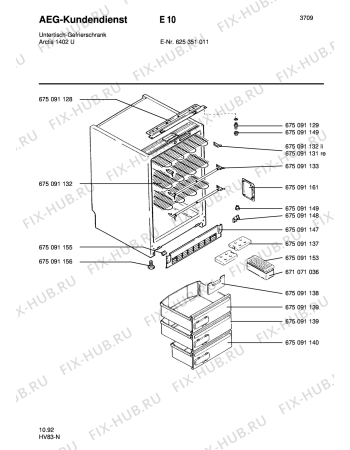 Взрыв-схема холодильника Aeg ARC1402 U - Схема узла Housing 001