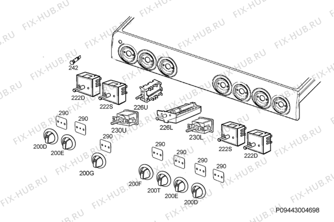 Взрыв-схема плиты (духовки) Husqvarna QSG6225W - Схема узла Command panel 037