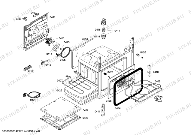 Схема №6 HSV744268N с изображением Крышка для духового шкафа Siemens 00248192