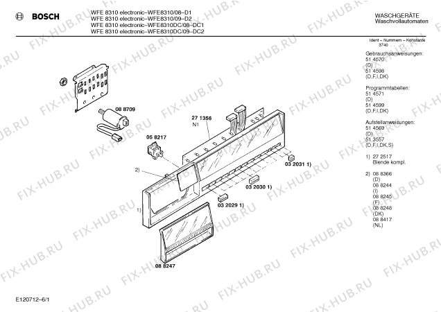 Схема №6 WFE7300 WFE7300 ELECTRONIC с изображением Панель для стиралки Bosch 00272340