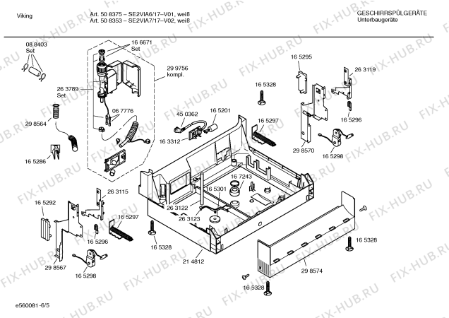 Взрыв-схема посудомоечной машины Viking SE2VIA6 508375 - Схема узла 05