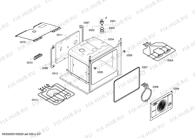 Взрыв-схема плиты (духовки) Bosch HCE748321S - Схема узла 03