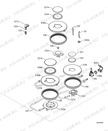 Взрыв-схема плиты (духовки) Electrolux EHM6335K - Схема узла Functional parts 267