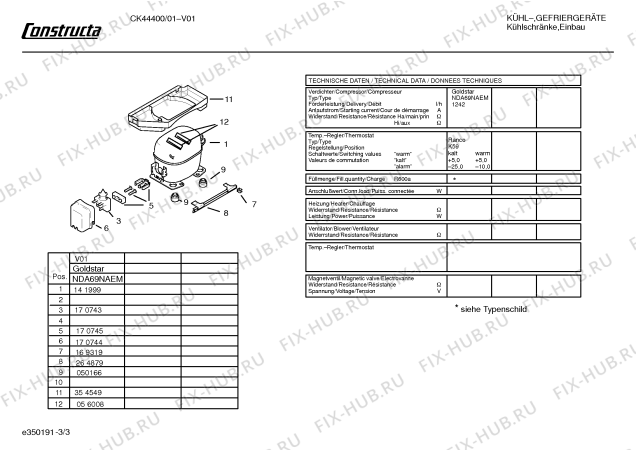 Взрыв-схема холодильника Constructa CK44400 - Схема узла 03