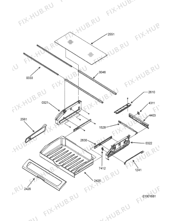 Схема №16 G25E FSB23IX с изображением Корпусная деталь для холодильной камеры Whirlpool 481246418213