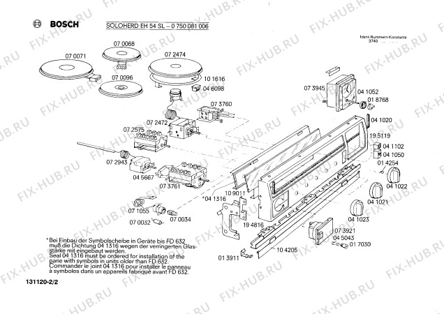 Взрыв-схема плиты (духовки) Bosch 0750081006 EH54SL - Схема узла 02