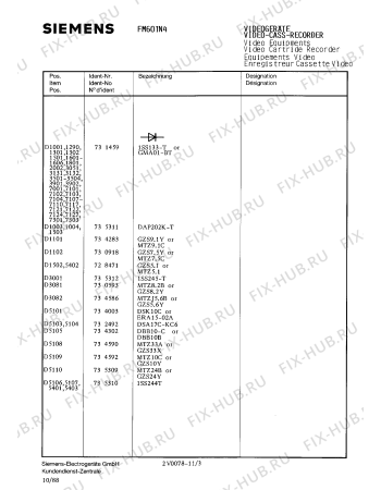 Схема №11 FM601N4 с изображением Инструкция по эксплуатации для видеоэлектроники Siemens 00530539