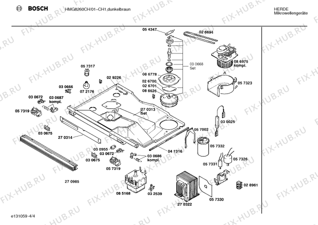 Взрыв-схема микроволновой печи Bosch HMG8260CH - Схема узла 04