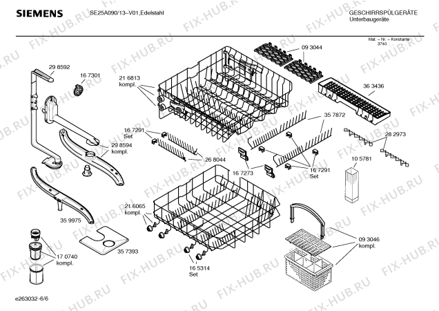 Взрыв-схема посудомоечной машины Siemens SE25A090 - Схема узла 06