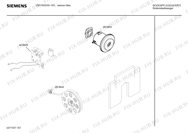 Взрыв-схема пылесоса Siemens VS57A03 SUPER XXS speedy 2000W - Схема узла 02