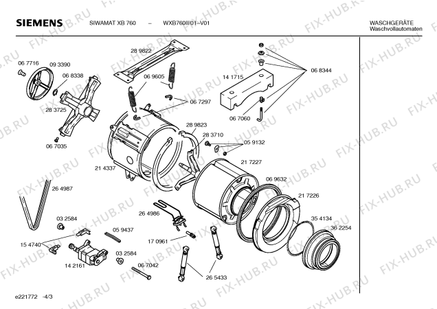 Взрыв-схема стиральной машины Siemens WXB760II SIWAMAT XB760 - Схема узла 03