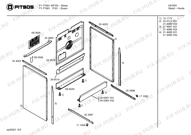 Схема №6 P1PC7687WP с изображением Ручка выбора температуры для плиты (духовки) Bosch 00171128