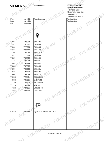 Схема №14 FS462M4 с изображением Инструкция по эксплуатации для жк-телевизора Siemens 00531354