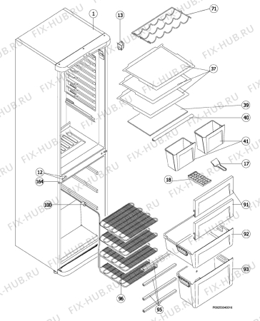 Взрыв-схема холодильника Electrolux ERB35090X - Схема узла Housing, inner