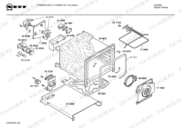 Схема №5 F1520G1 PRIMUS 120.5 с изображением Переключатель для плиты (духовки) Bosch 00066002