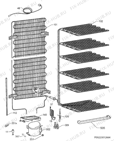 Взрыв-схема холодильника Electrolux EUC22430W - Схема узла Cooling system 017