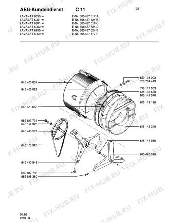 Взрыв-схема стиральной машины Aeg LAV6301 SENS. - Схема узла Tub and drum