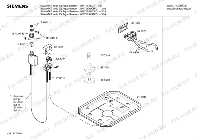 Схема №6 WM71631CH SIWAMAT Serie IQ Aqua Sensor с изображением Инструкция по эксплуатации для стиралки Siemens 00520979