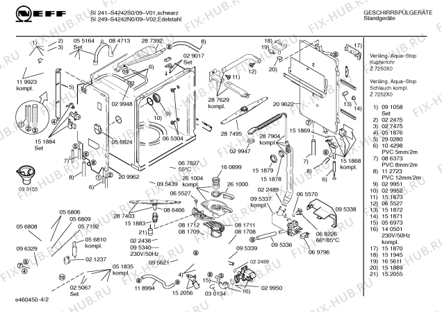 Схема №4 S4242N0 SI249 с изображением Панель для посудомойки Bosch 00288161