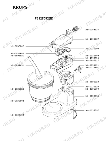 Взрыв-схема блендера (миксера) Krups F6127092(B) - Схема узла YP000755.8P3