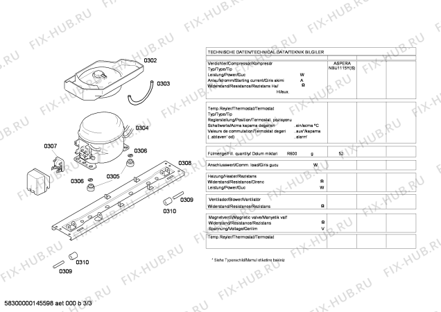 Взрыв-схема холодильника Bosch KDN40V04NE - Схема узла 03