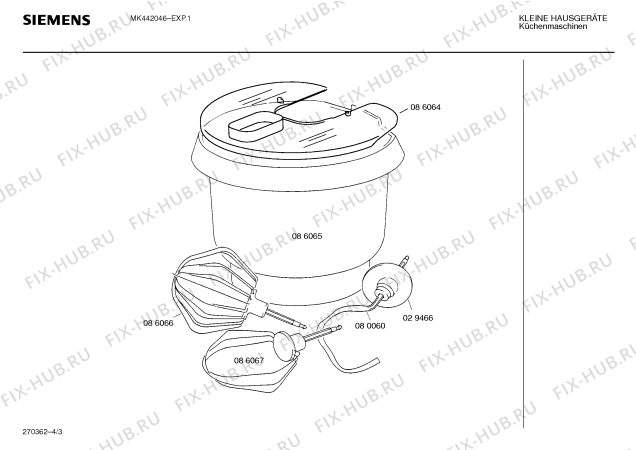 Взрыв-схема кухонного комбайна Siemens MK442046 - Схема узла 03