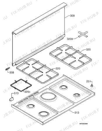 Взрыв-схема плиты (духовки) Electrolux EK9735X - Схема узла Hob 271