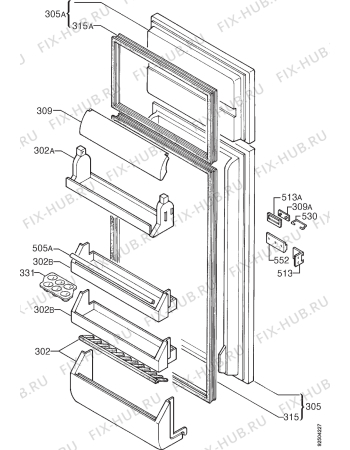 Взрыв-схема холодильника Rex FI260/2ER - Схема узла Door 003