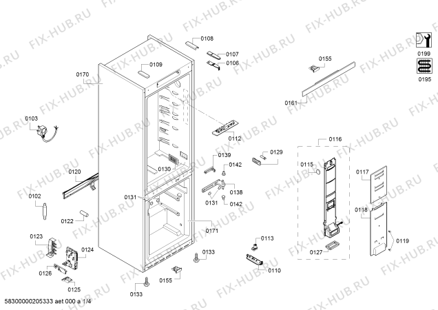 Схема №4 KG39NCL4C, Siemens с изображением Дверь для холодильника Siemens 00716882